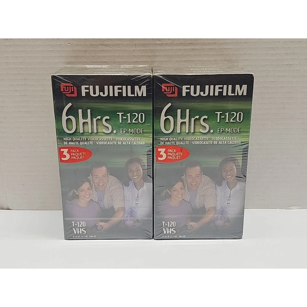 Fujifilm HQ120 High Quality T-120 VHS Blank Tapes 3 Pack NEW / SEALED Lot Of 2